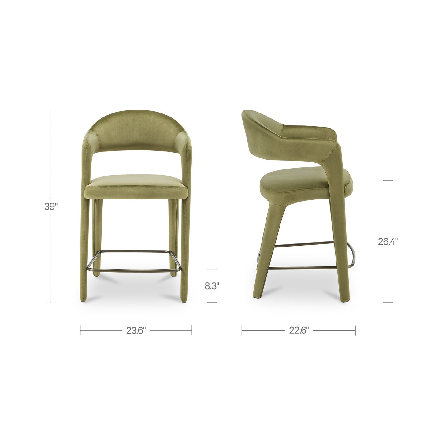 Martens Green Counter Stool Velvet - Ornate Home
