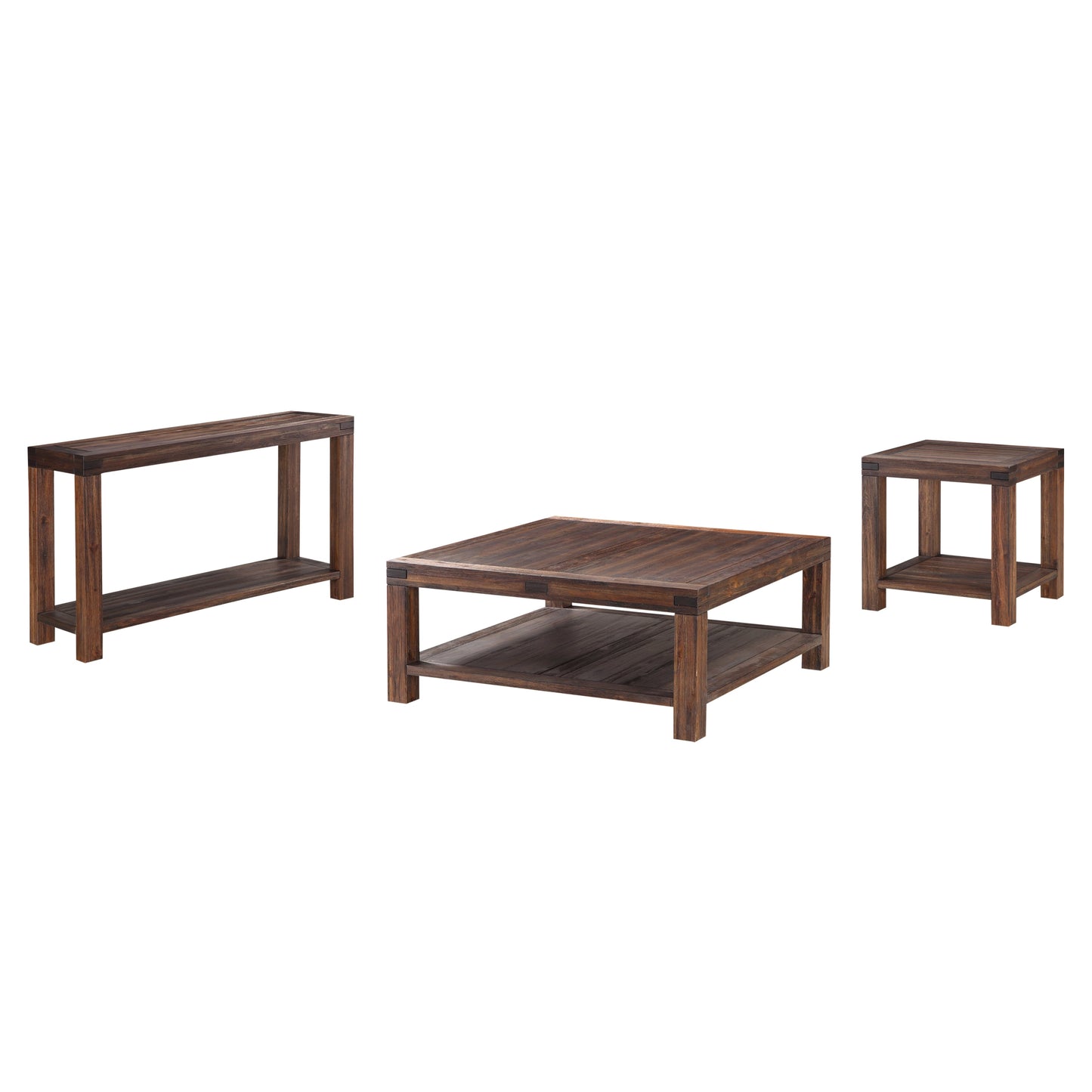 Meadow Solid Wood Rectangular Side Table in Brick Brown - Ornate Home
