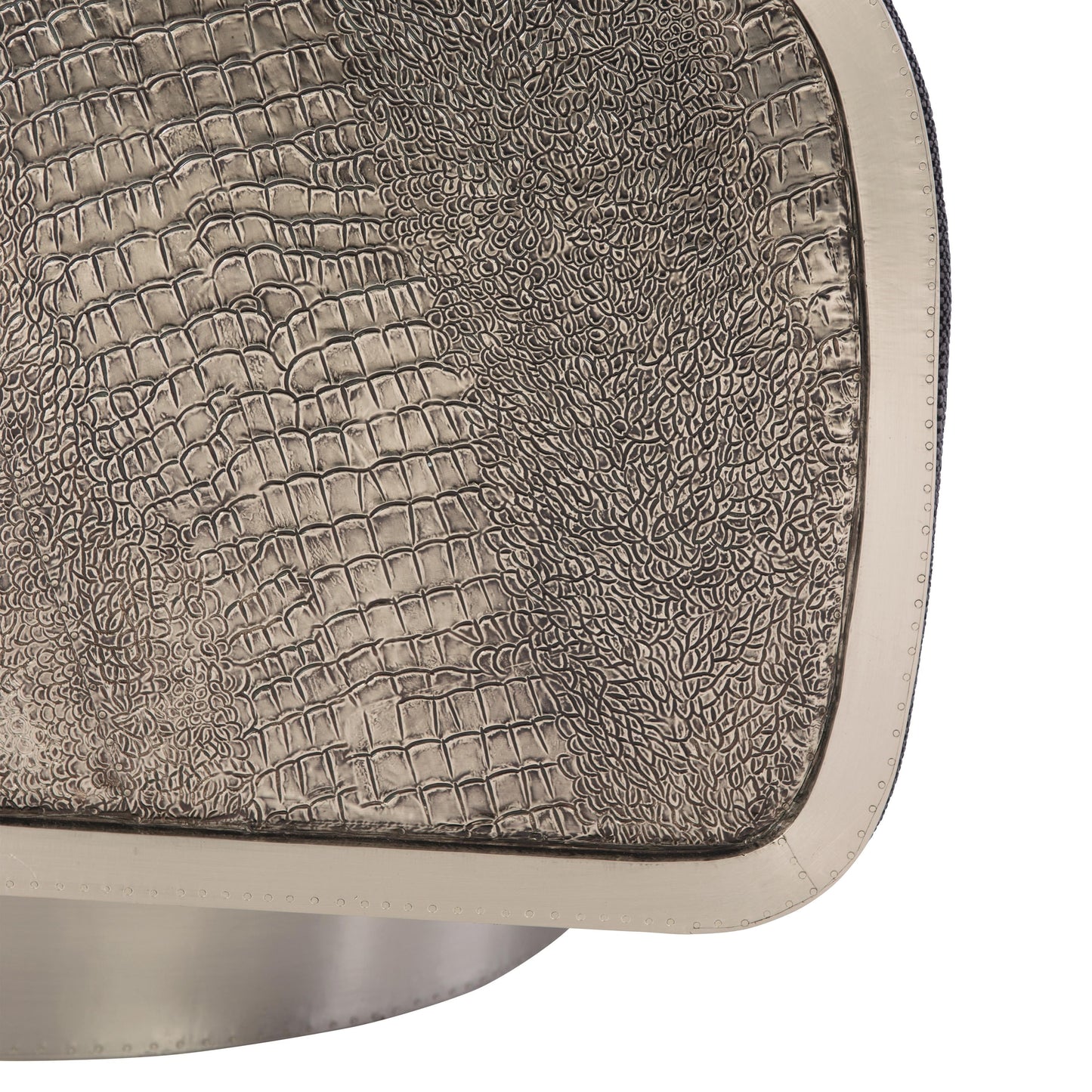 Miles German Silver/White/Cream Leather Swivel Chair - Ornate Home