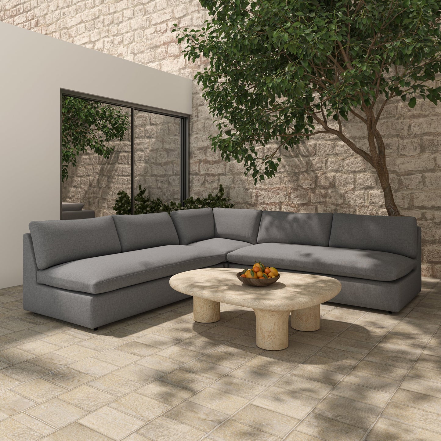 Miles Speckled Light Grey Outdoor Corner - Ornate Home