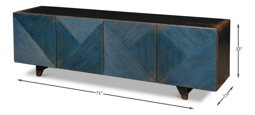 Modern Media Blue Low Wall Console For Tv - Ornate Home