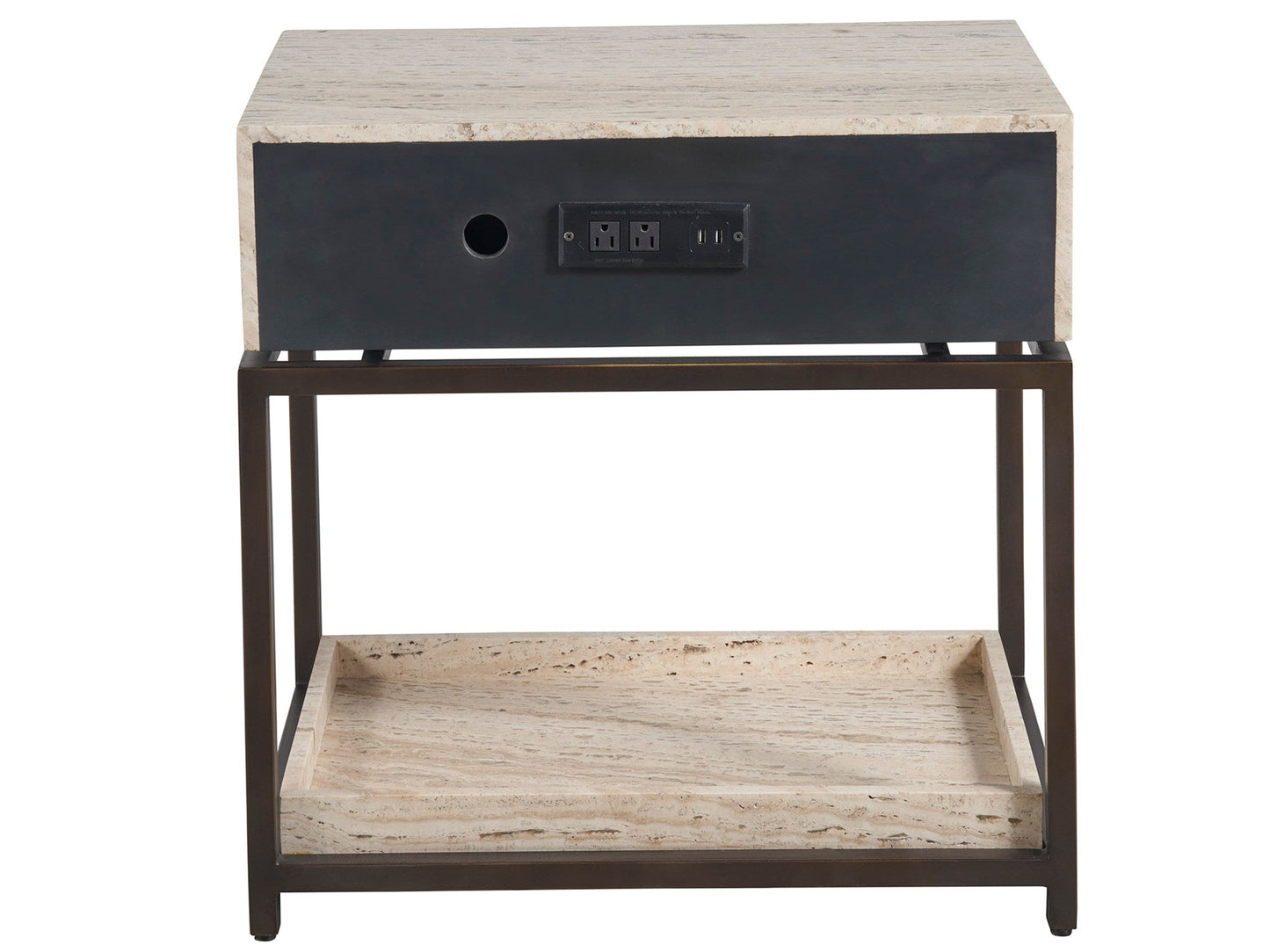 Modern White Travertine Nightstand - Ornate Home
