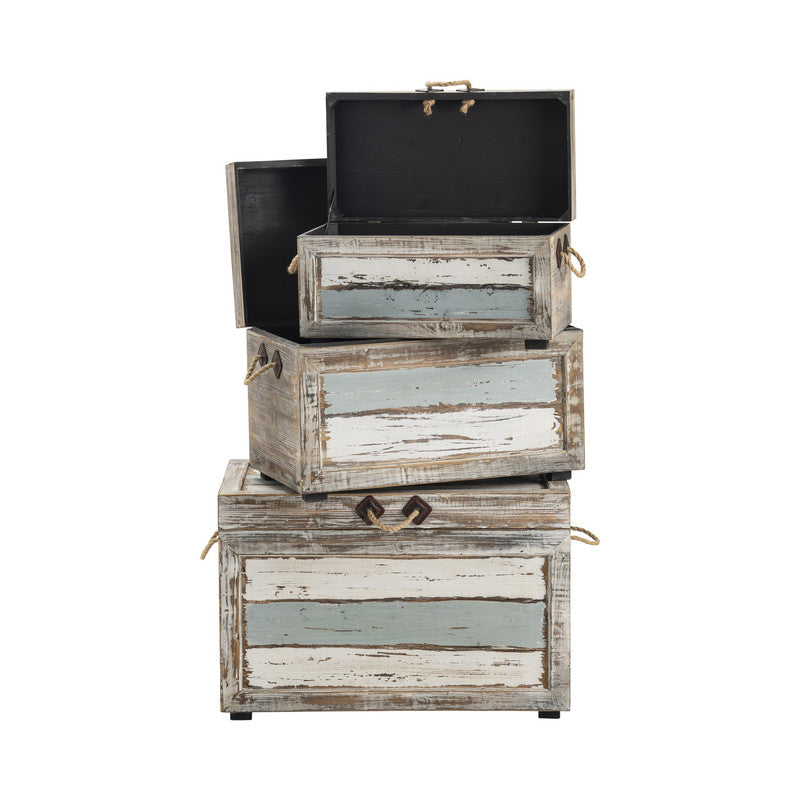 Nantucket Brown/Blue 3-Piece Trunks - Ornate Home