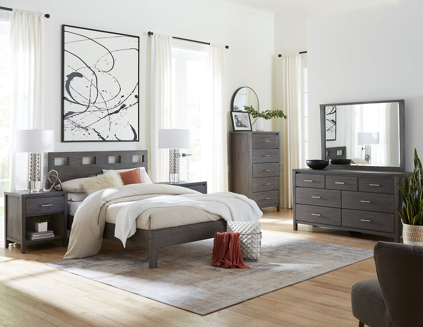 Nevis One Drawer Nightstand in Sharkskin - Ornate Home