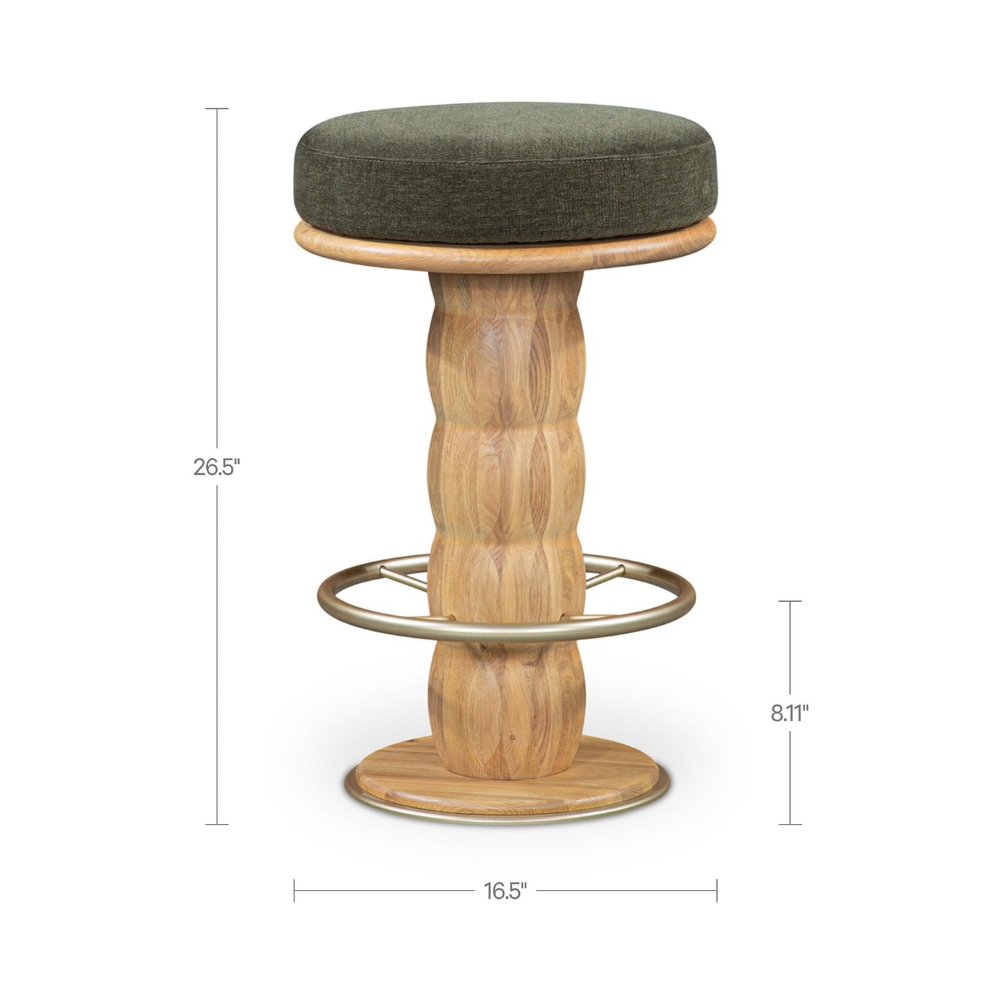 Nio Dark Green/Natural Swivel Counter Stool - Ornate Home