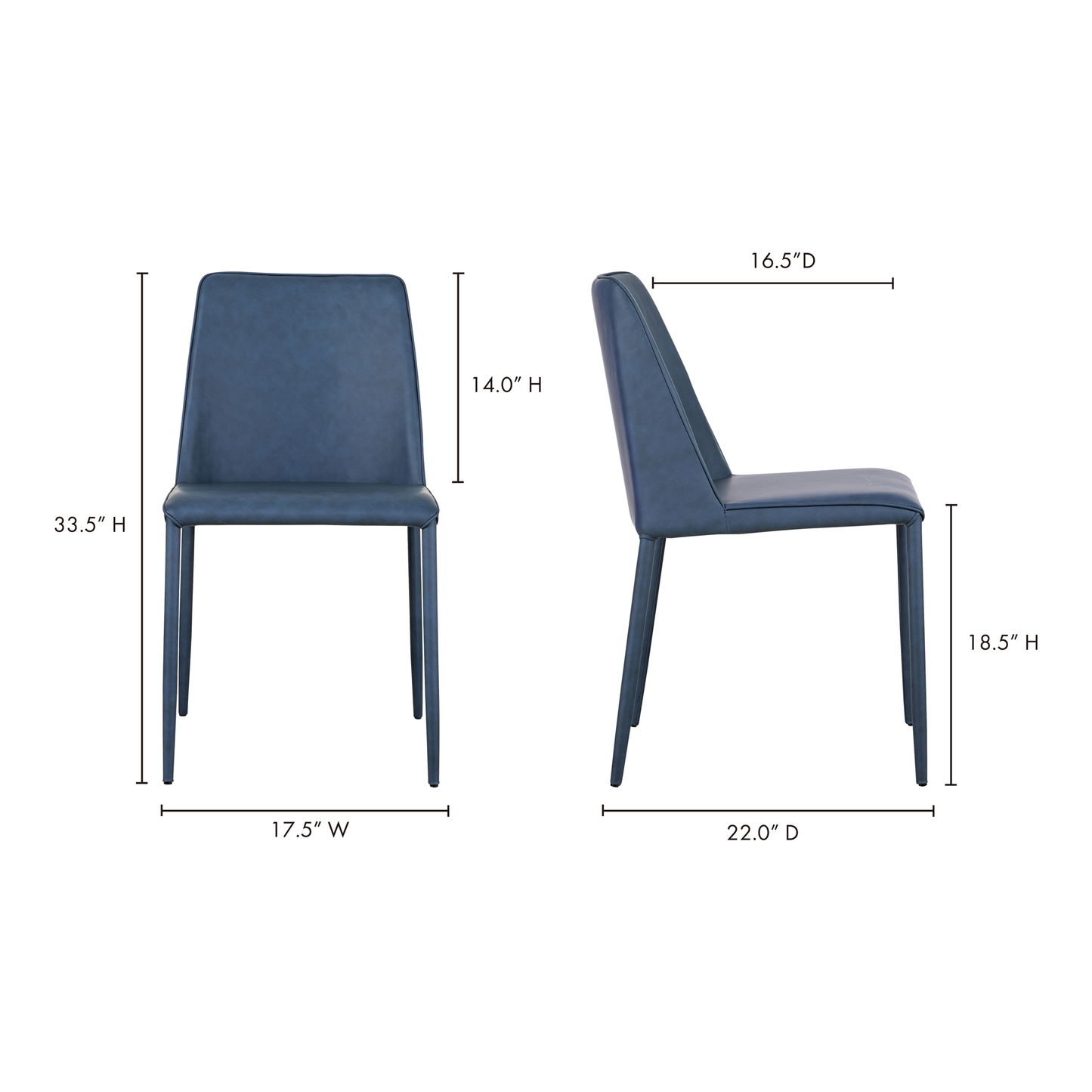 Nora Ocean Cavern Grey Vegan Leather Dining Chair (Set of 2) - Ornate Home
