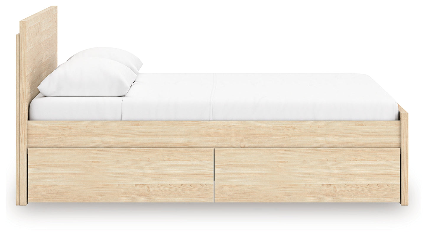 Onita Natural Full Panel Platform Bed with 2 Side Storage- Viva Furn