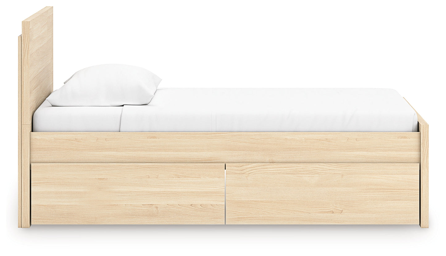 Onita Natural Twin Panel Platform Bed with 1 Side Storage- Viva Furn