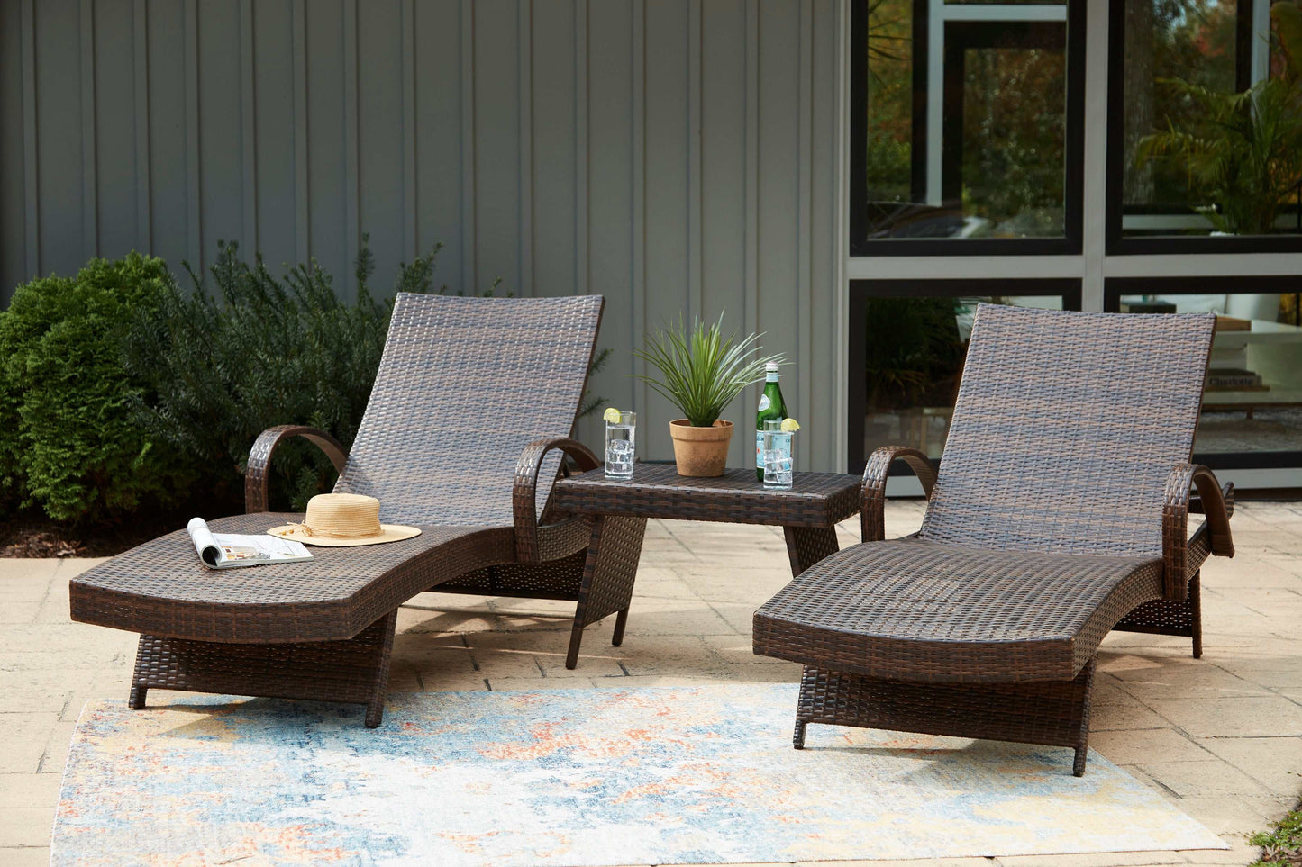 Kantana Brown Chaise Lounge (Set of 2)