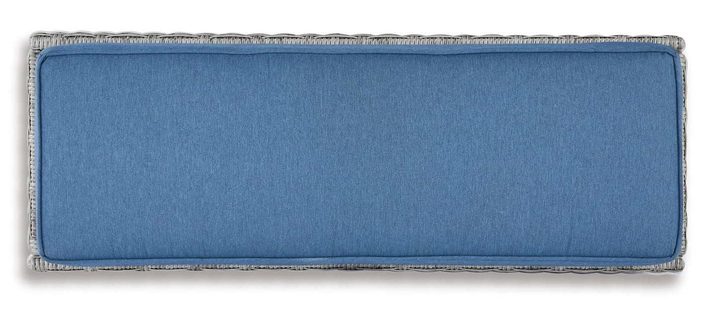 Naples Beach Light Gray Outdoor Bench w/ Cushion