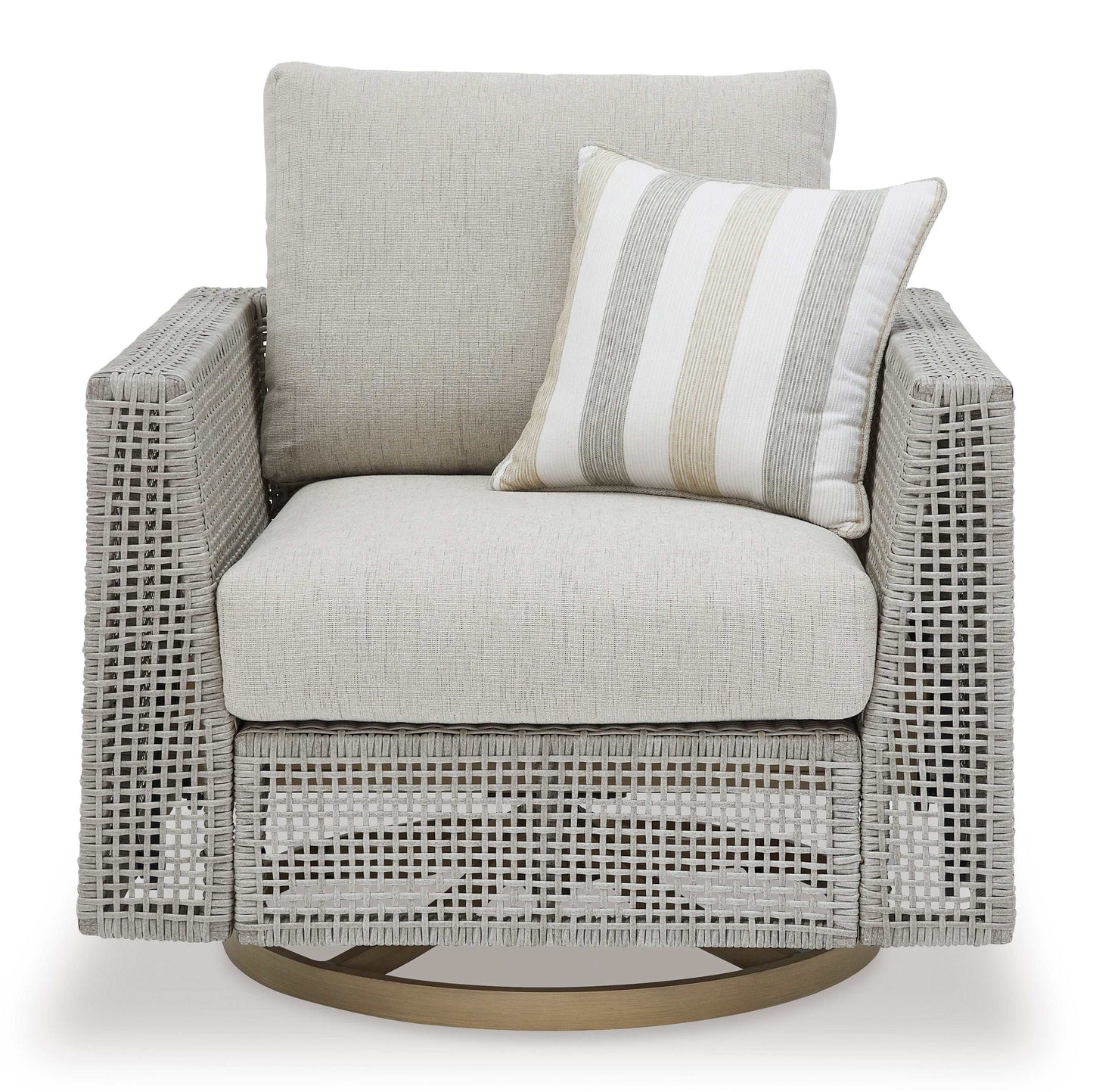 Seton Creek Gray Outdoor Swivel Lounge Chair w/ Cushion