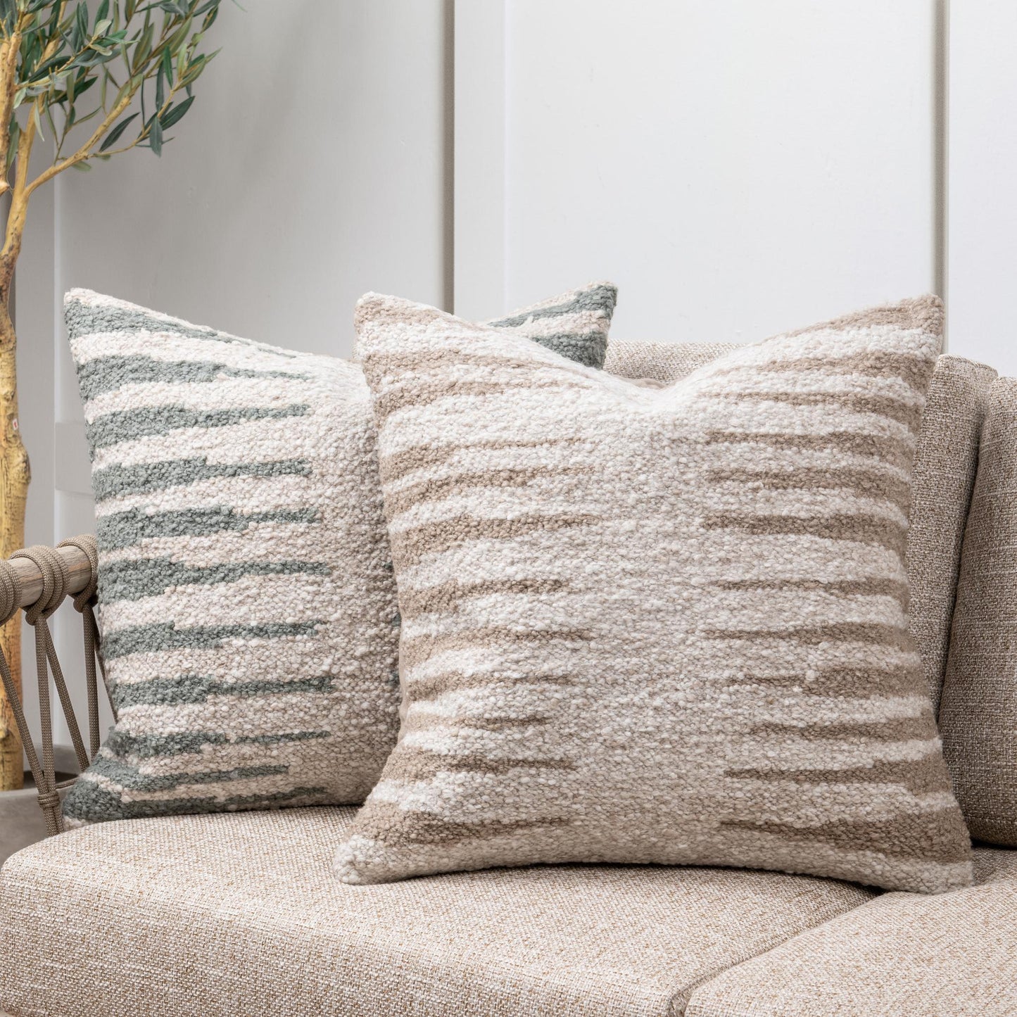 Performance Kiran Natural 22x22 Throw Pillow (Set of 2) - Ornate Home