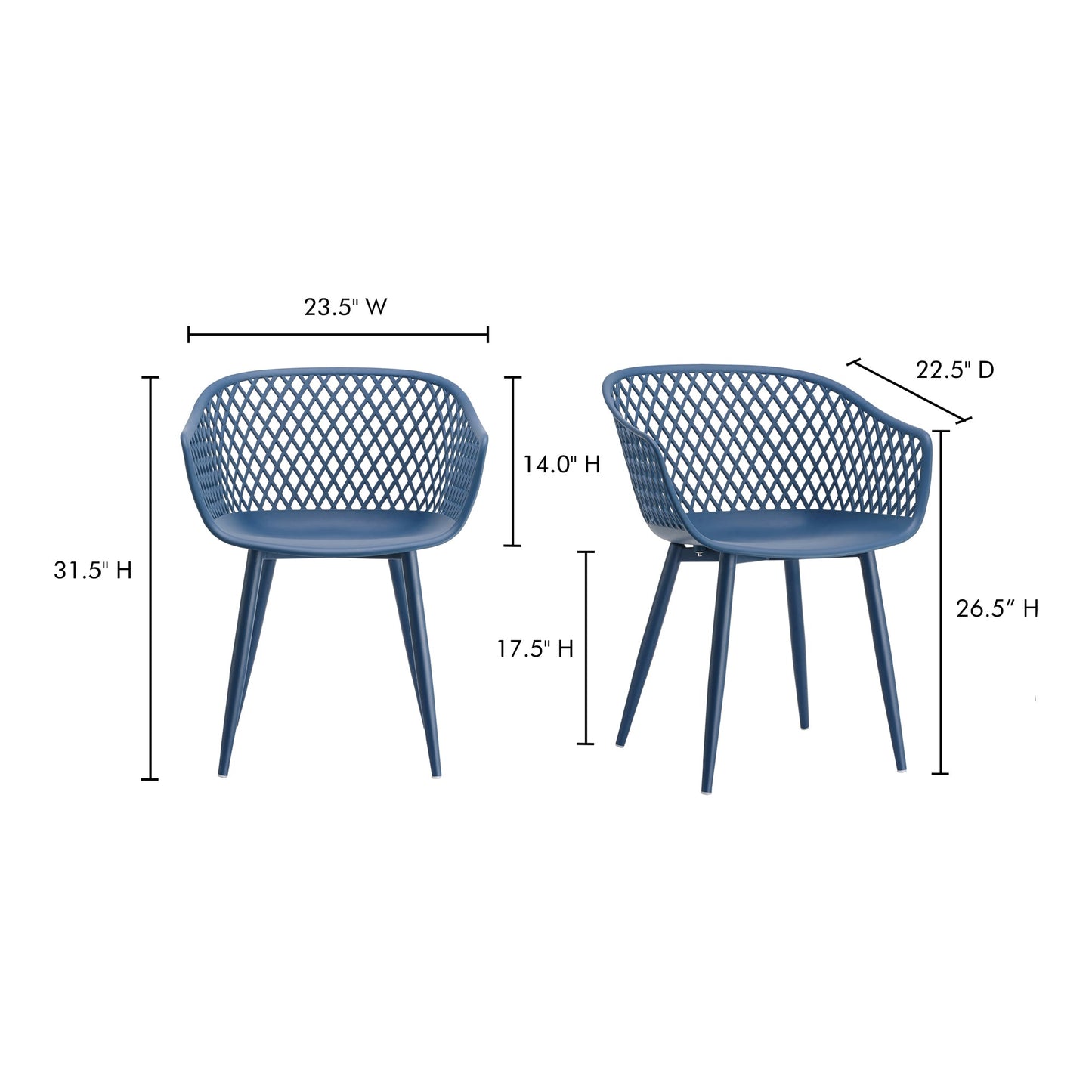 Piazza Blue Outdoor Chair (Set of 2) - Ornate Home