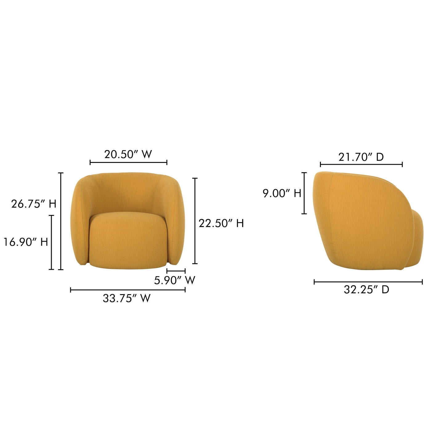 Rae Deep Yellow Outdoor Accent Chair - Ornate Home