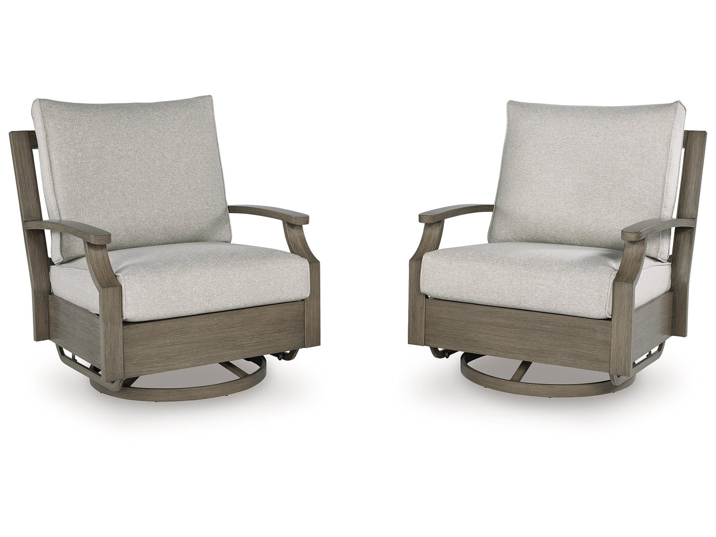 Rainier Ranch Brown/Beige Outdoor Swivel Glider Chair with Cushion- Viva Furn