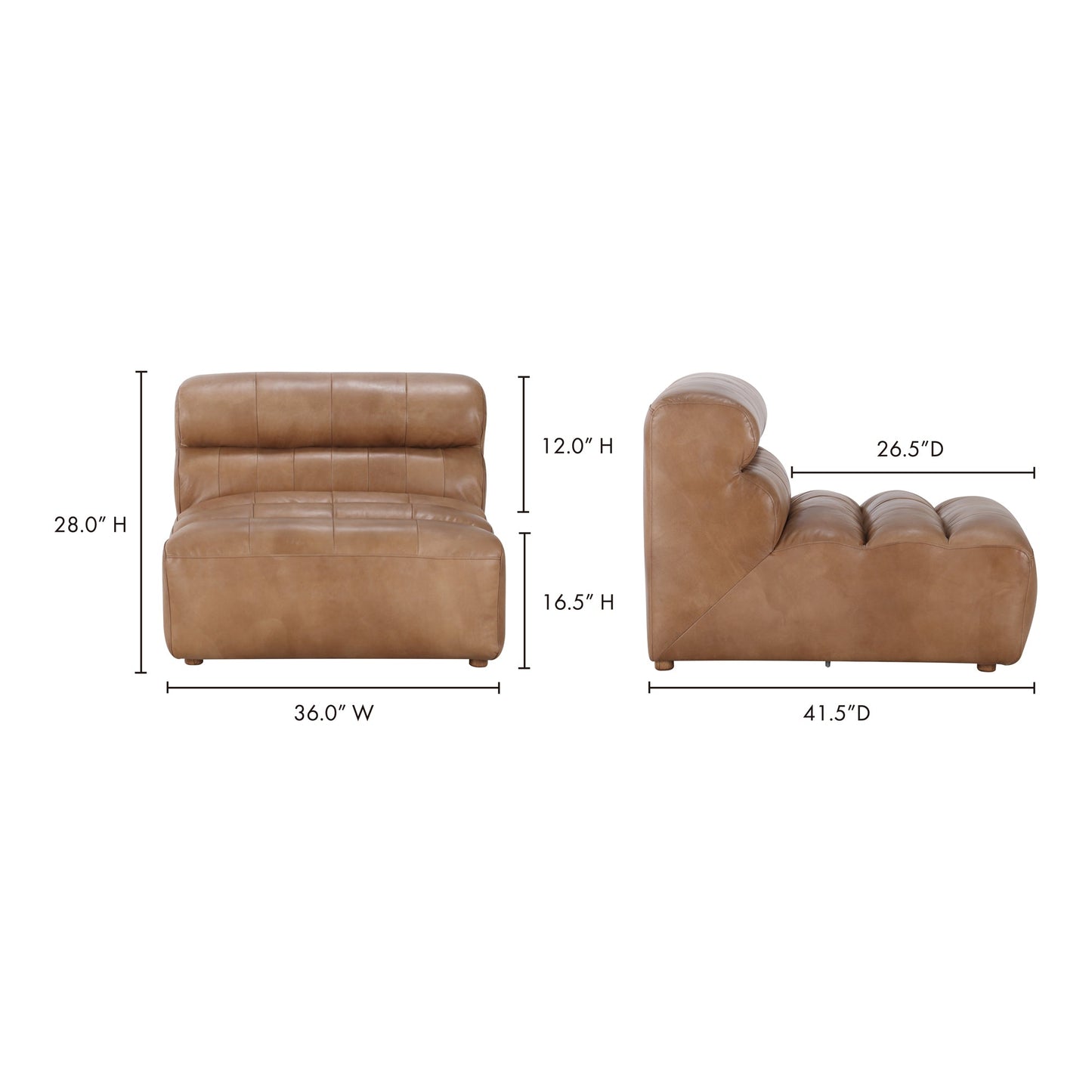 Ramsay Brown Leather Slipper Chair - Ornate Home