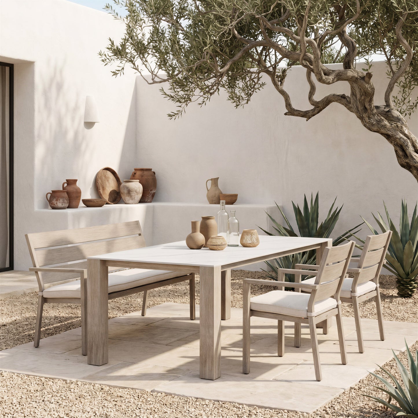 Reefline Gray Outdoor Bench (Set of 2) - Ornate Home