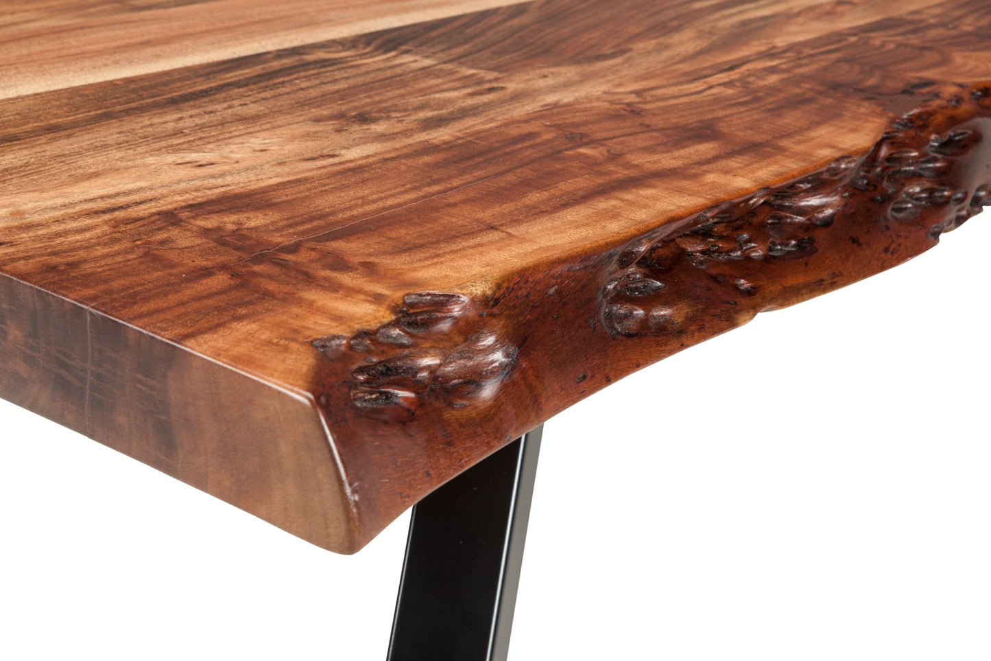 Reese Natural Acacia Live Edge Solid Wood Metal Leg Console Table - Ornate Home