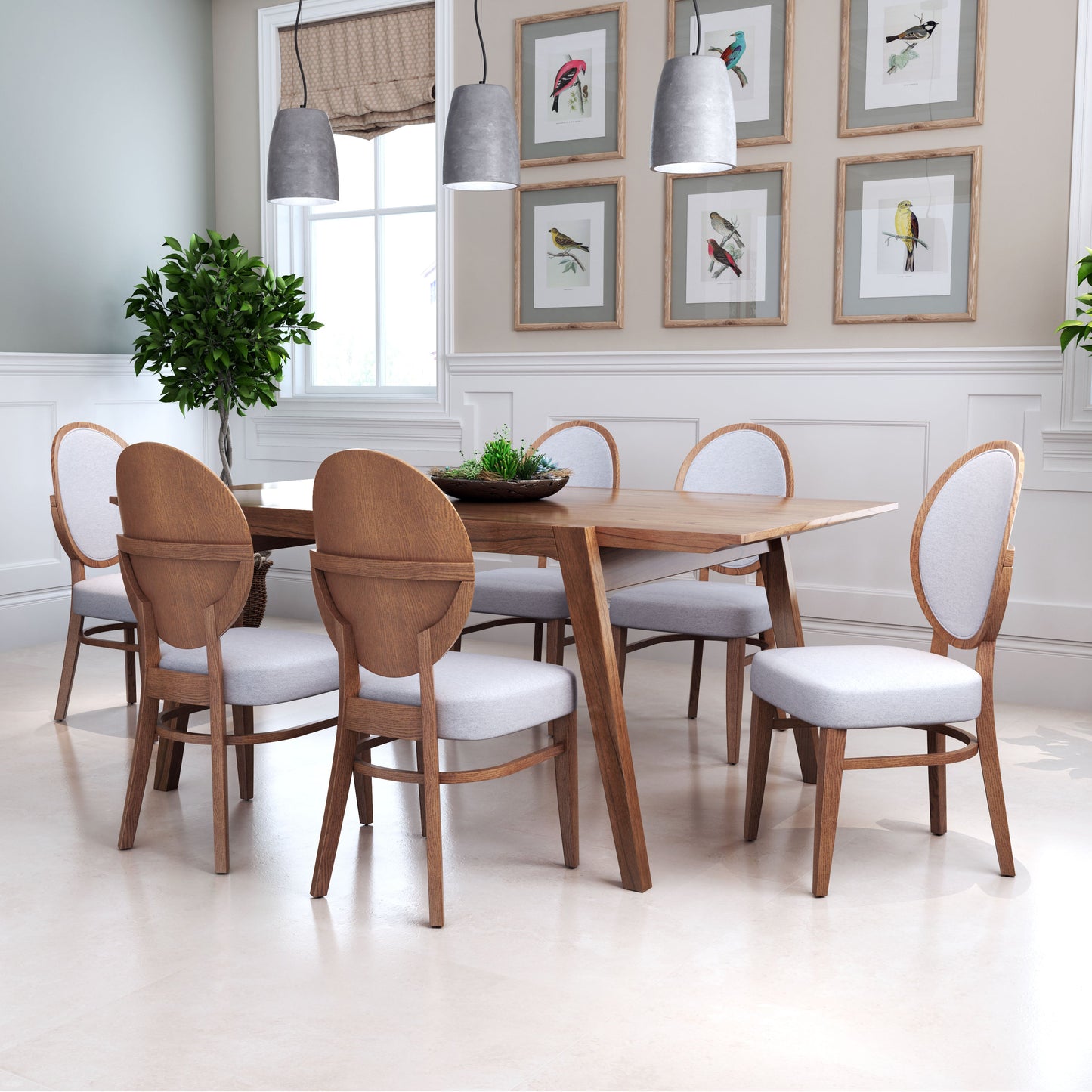 Regents Walnut & Light Gray Dining Chair (Set of 2) - Ornate Home