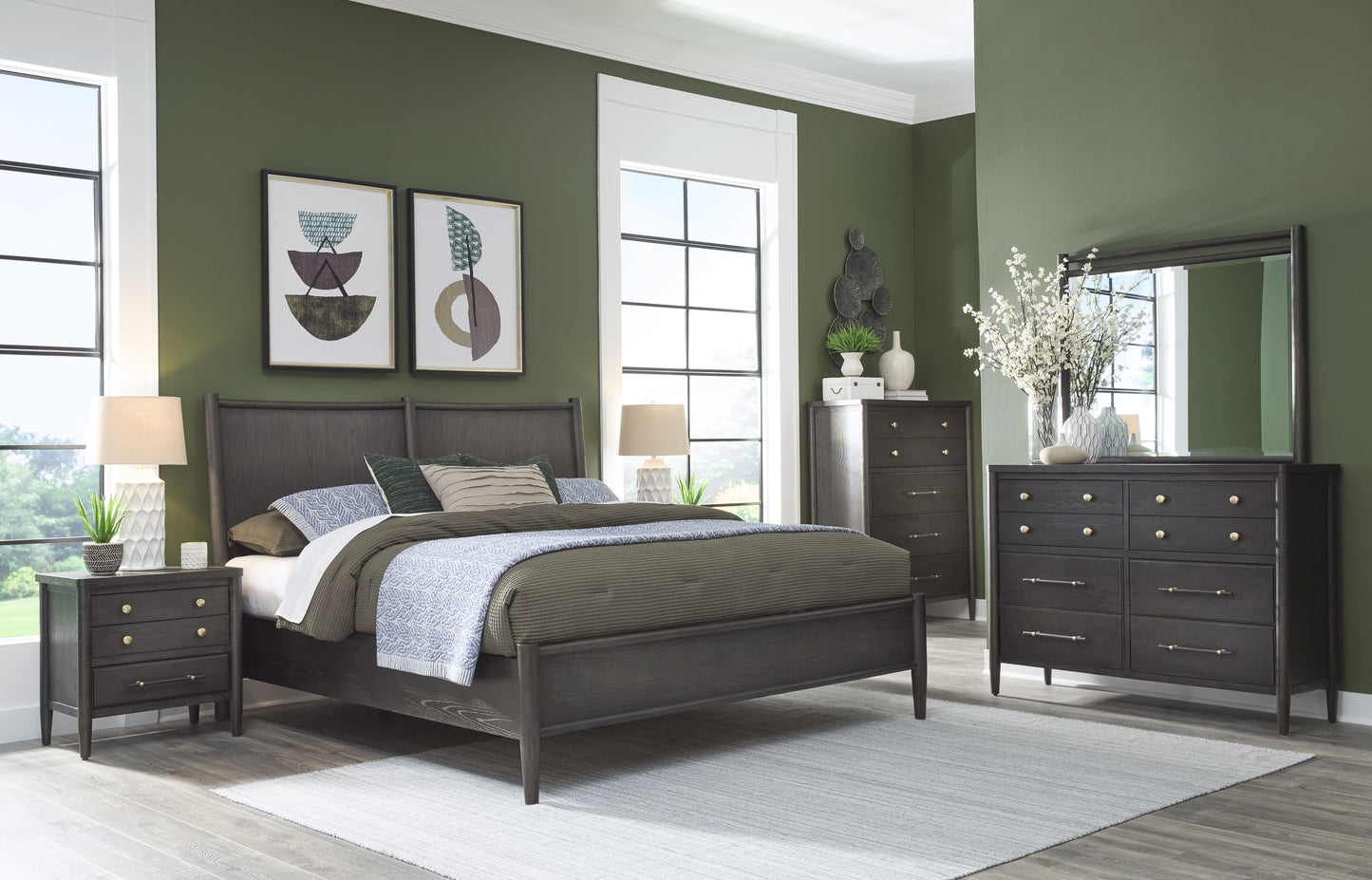 Rockport Five Drawer Oak Wood Chest in Yin - Ornate Home