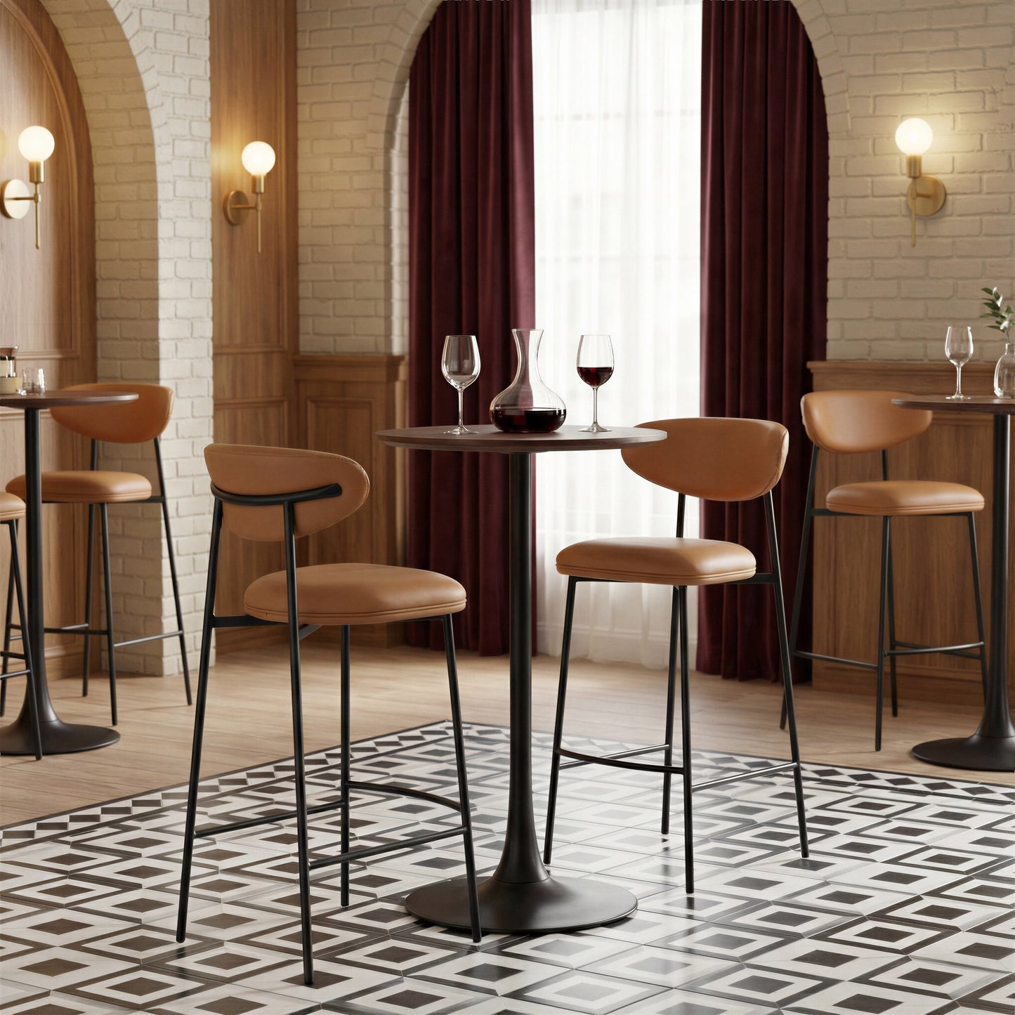 Rorun Brown Barstool (Set of 2) - Ornate Home