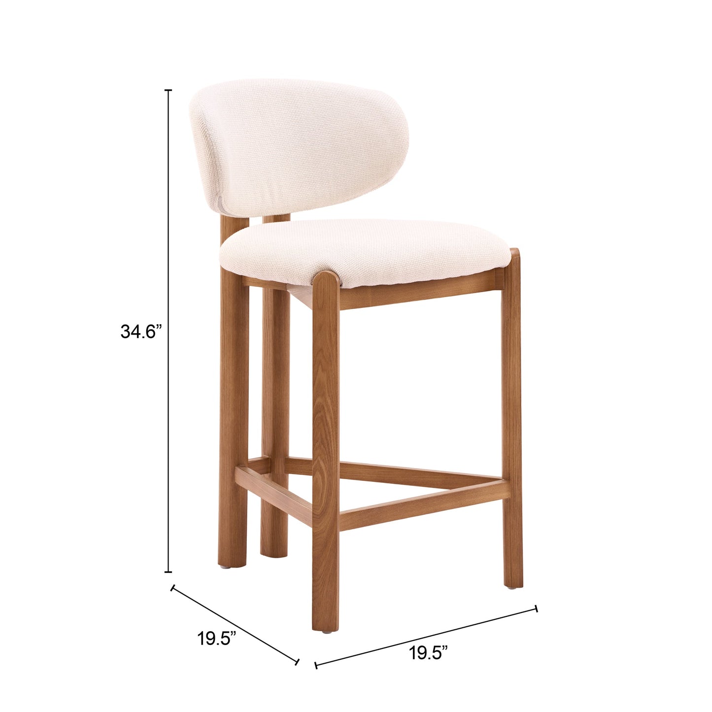 Rosetta Beige & Walnut Counter Stool (Set of 2) - Ornate Home