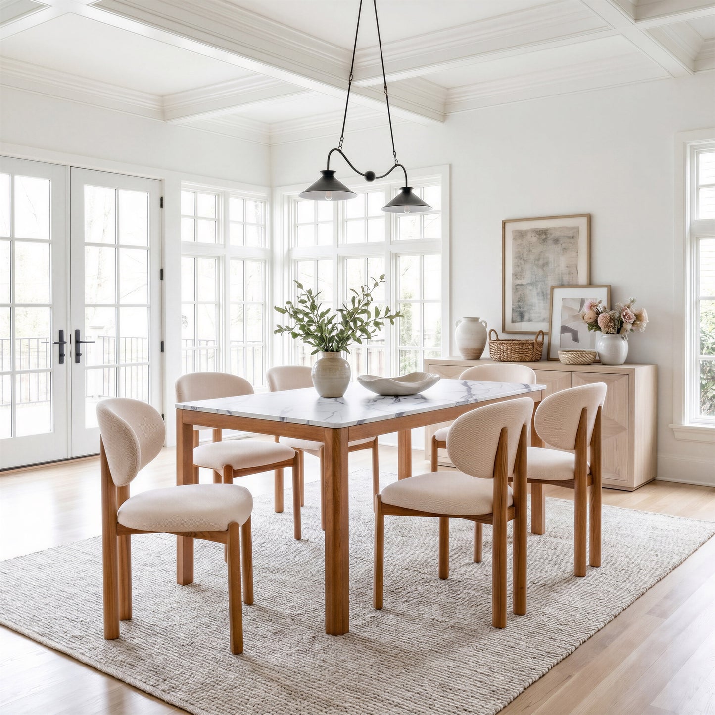 Rosetta Beige & Walnut Dining Chair (Set of 2) - Ornate Home