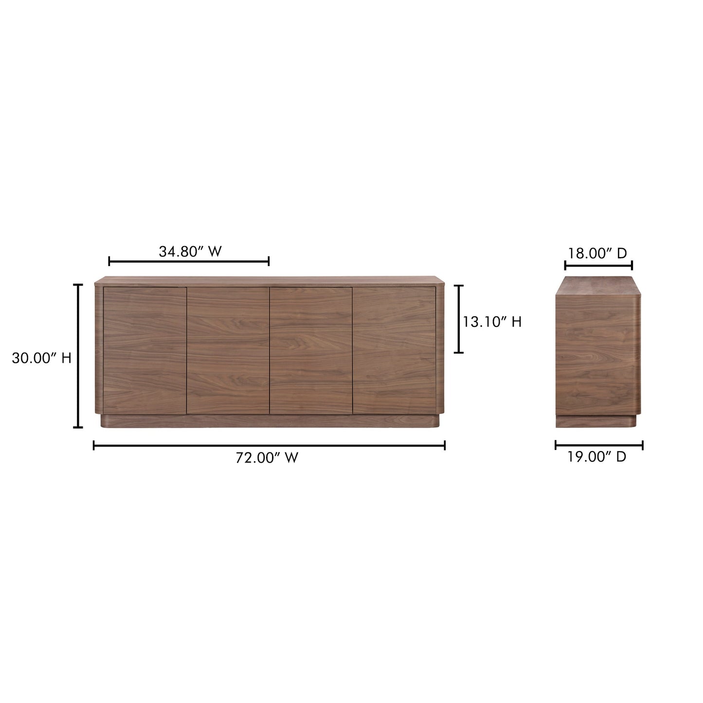 Round Off Walnut Brown Sideboard - Ornate Home