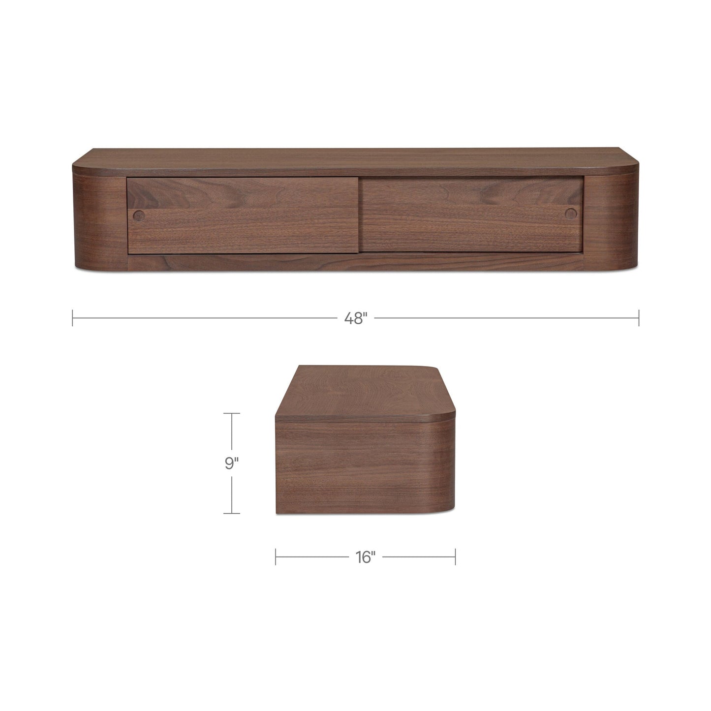 Round Off Walnut Floating Console Table - Ornate Home