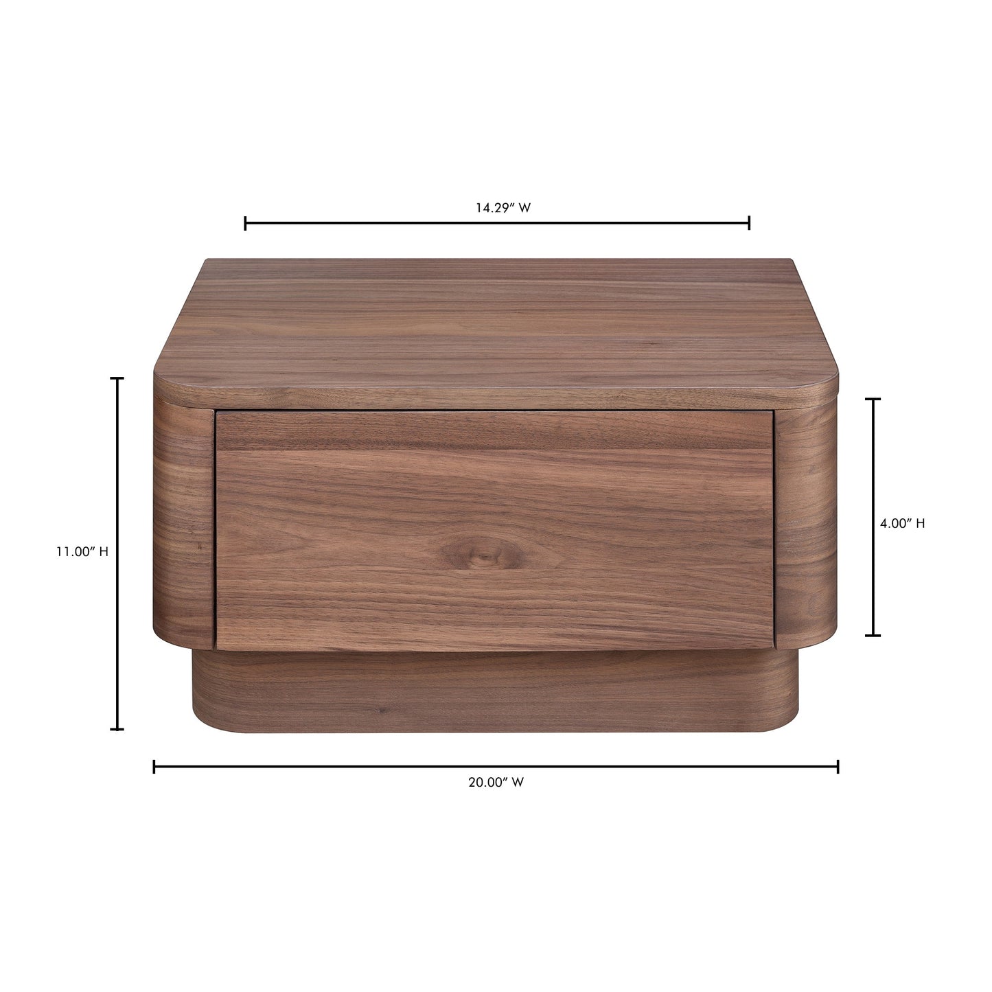 Round Off Walnut Small Nightstand - Ornate Home