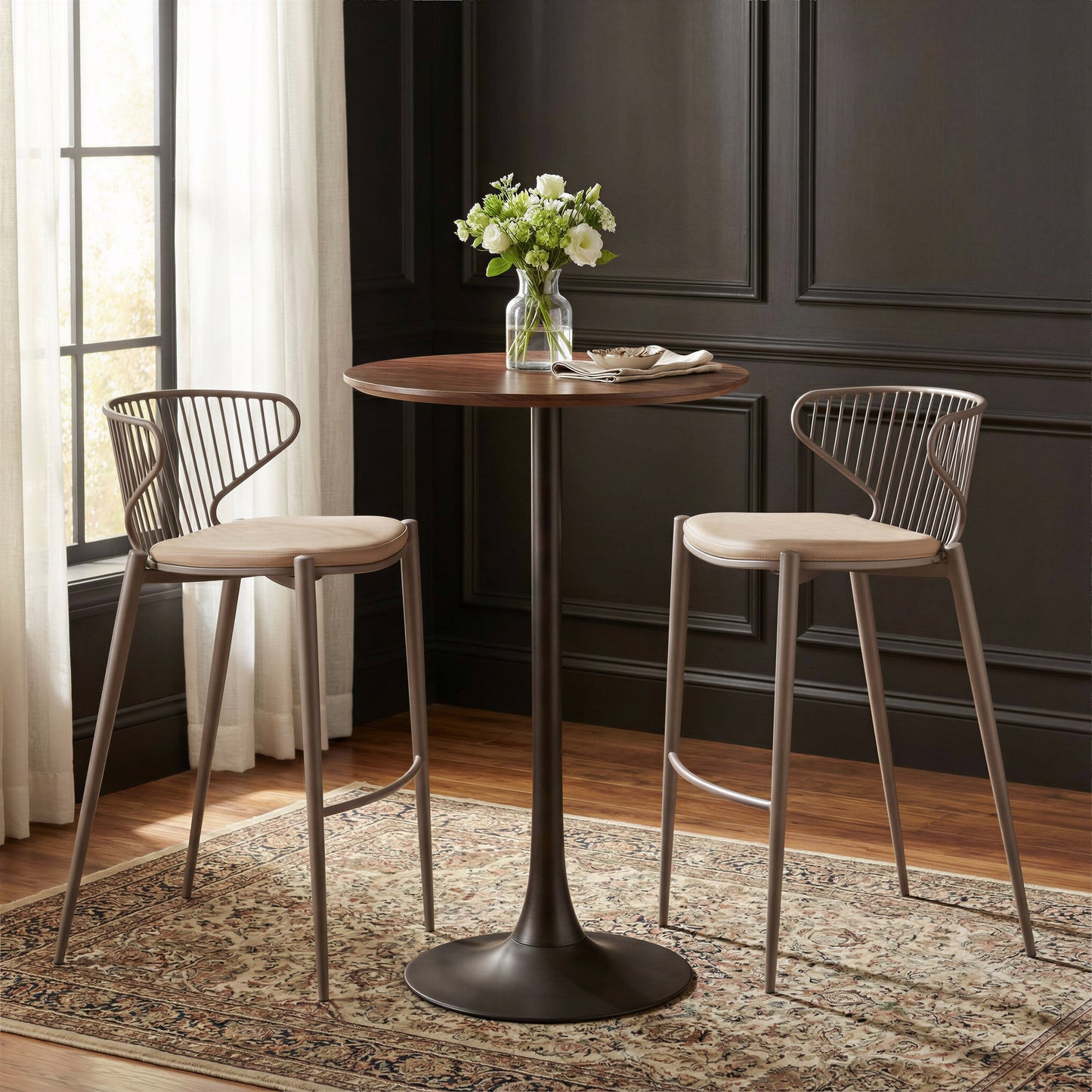 Silues Taupe & Brown Barstool (Set of 2) - Ornate Home