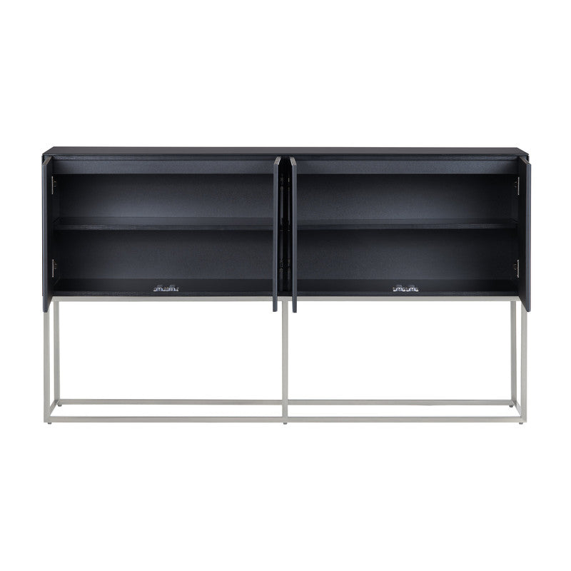 Skipton Black/Silver 4 Door Cabinet - Ornate Home