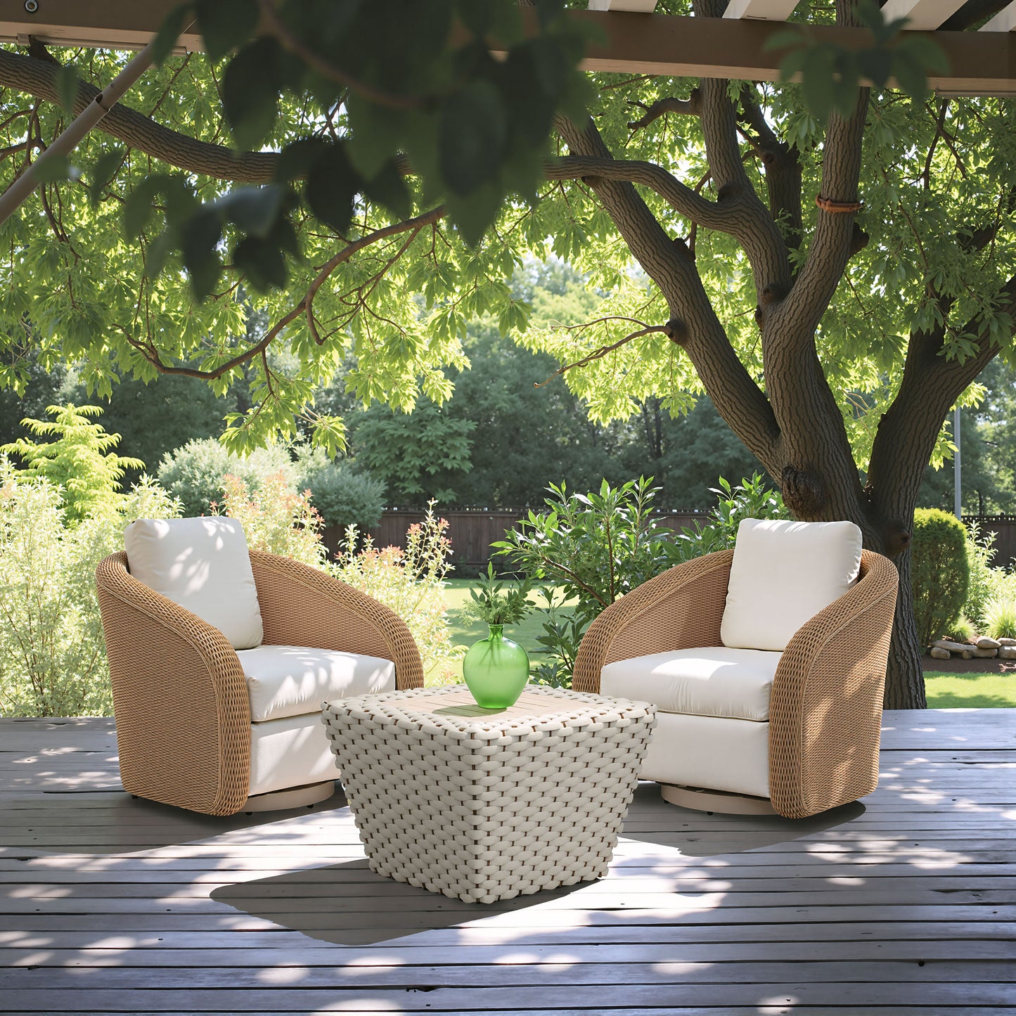 Solara Ivory Outdoor Swivel Chair - Ornate Home