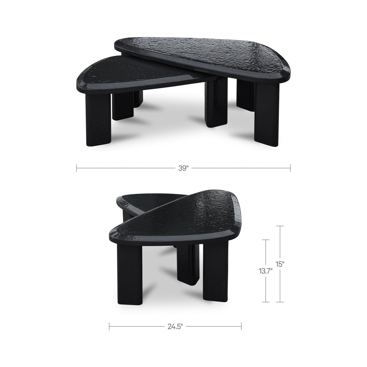 Sophie Charcoal Lacquer Outdoor Nesting Table Set - Ornate Home