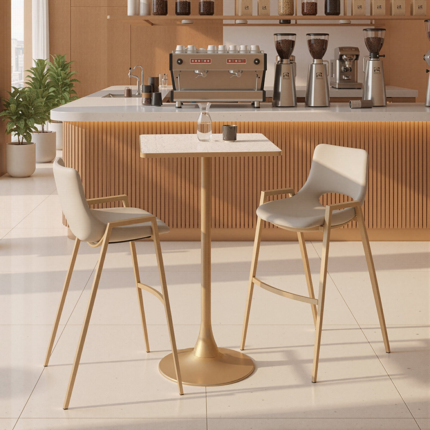Spot Beige & Gold Bar Table - Ornate Home