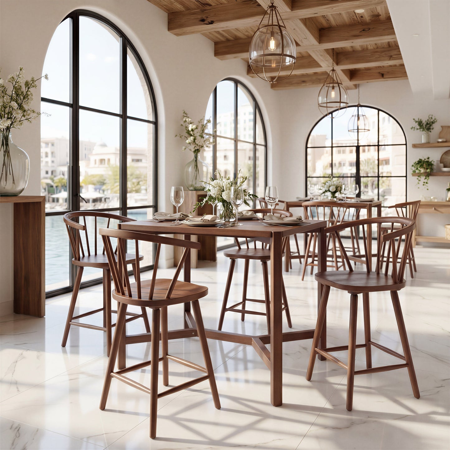 Stenger Walnut Barstool (Set of 2) - Ornate Home
