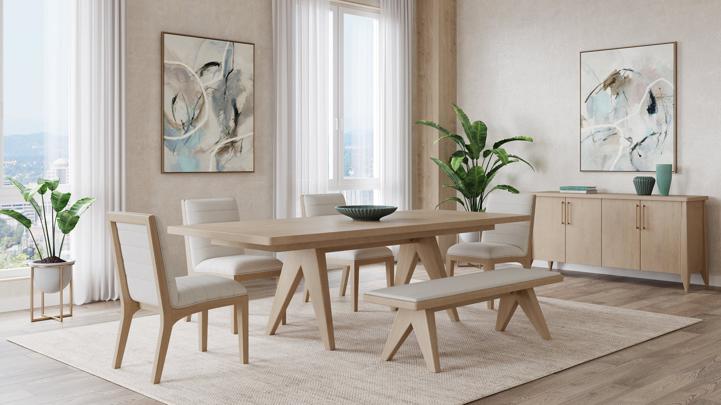 Sumire Upholstered Bench in Ginger and Natural Linen - Ornate Home