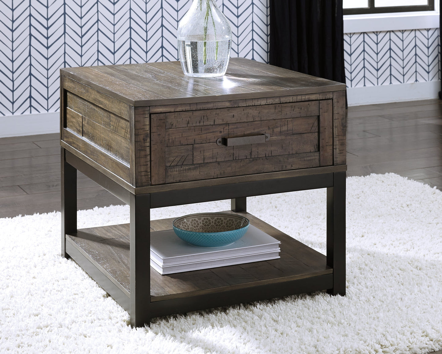 Johurst Grayish Brown Lift-top Coffee Table and 2 End Tables