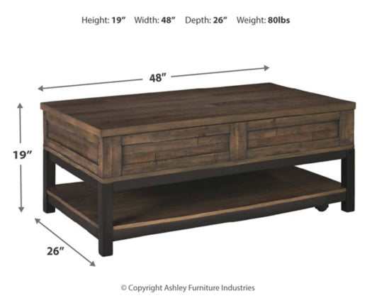 Johurst Grayish Brown Lift Top Coffee Table