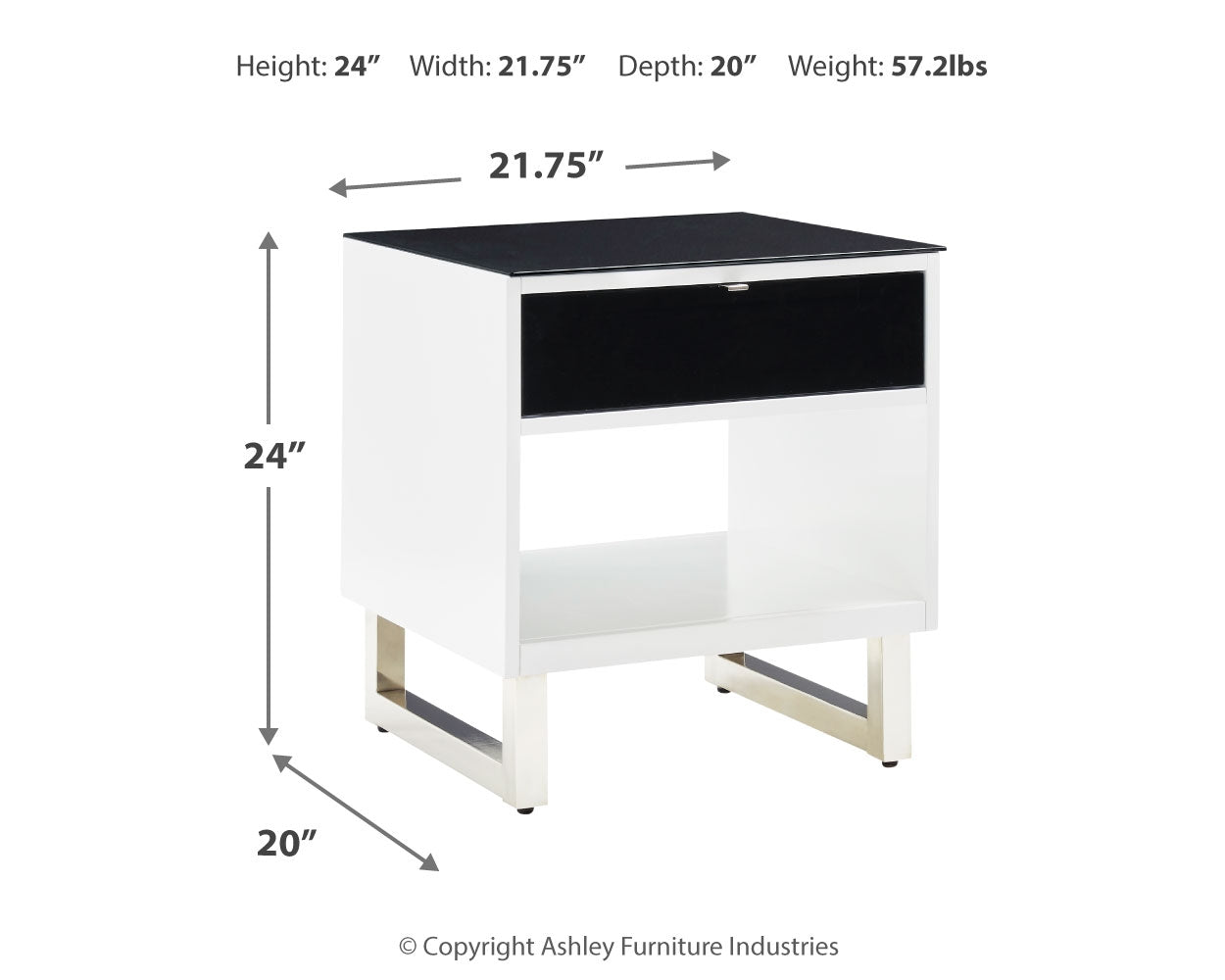 Gardoni White/Black Coffee Table and 2 End Tables