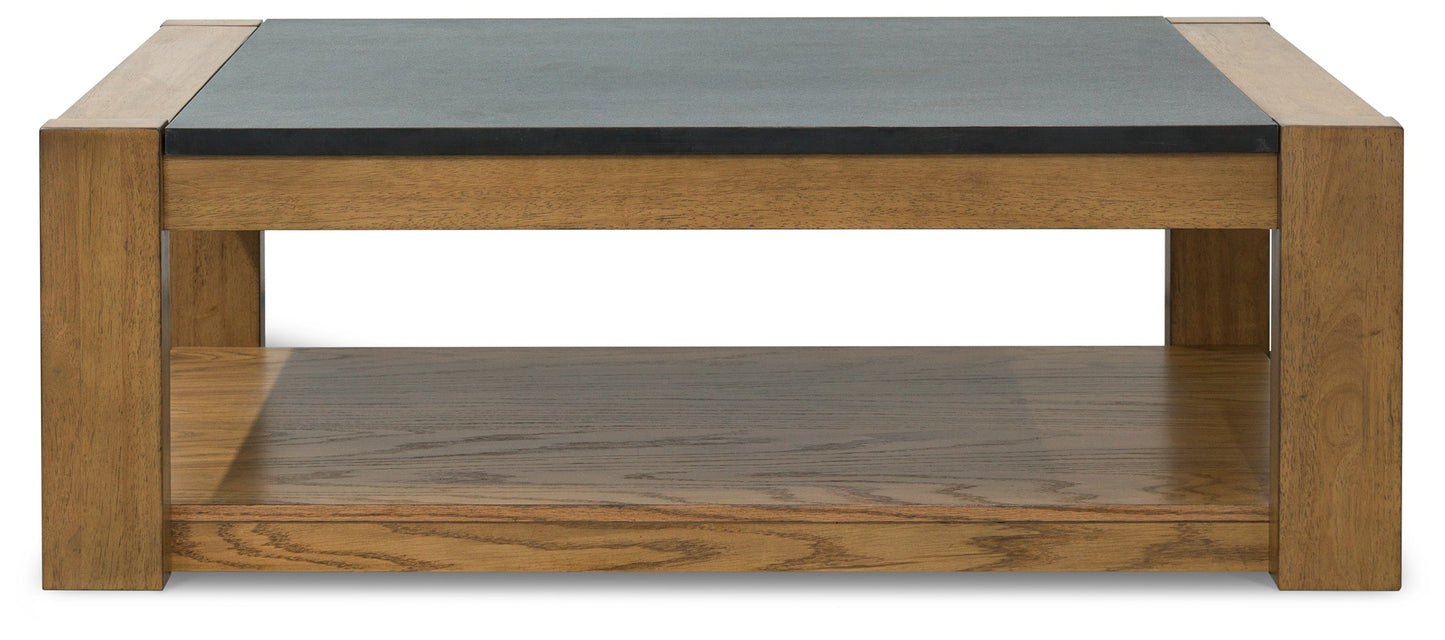 Quentina Brown/Black Lift-top Coffee Table and 2 End Tables