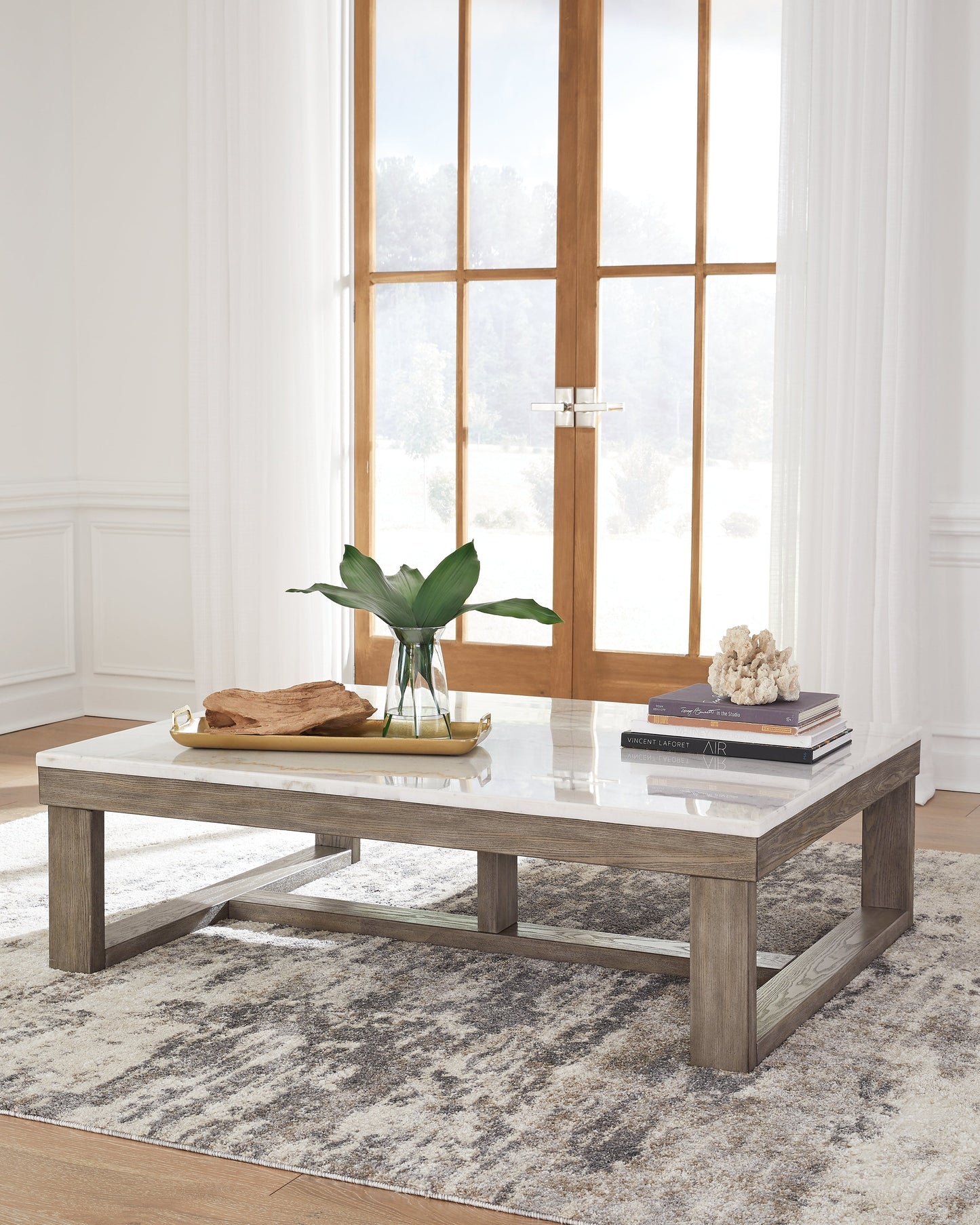 Loyaska Brown/Ivory Coffee Table and 2 End Tables