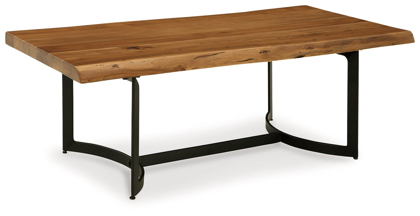 Fortmaine Brown/Black Coffee Table and 2 End Tables
