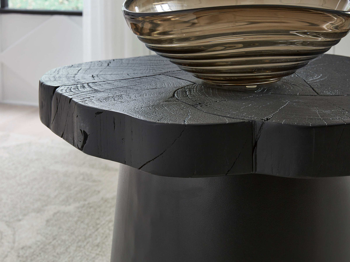 Wimbell Black Solid Wood Live Edge End Table