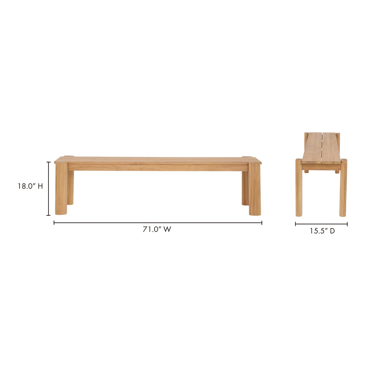Tempo Natural Outdoor Dining Bench - Ornate Home