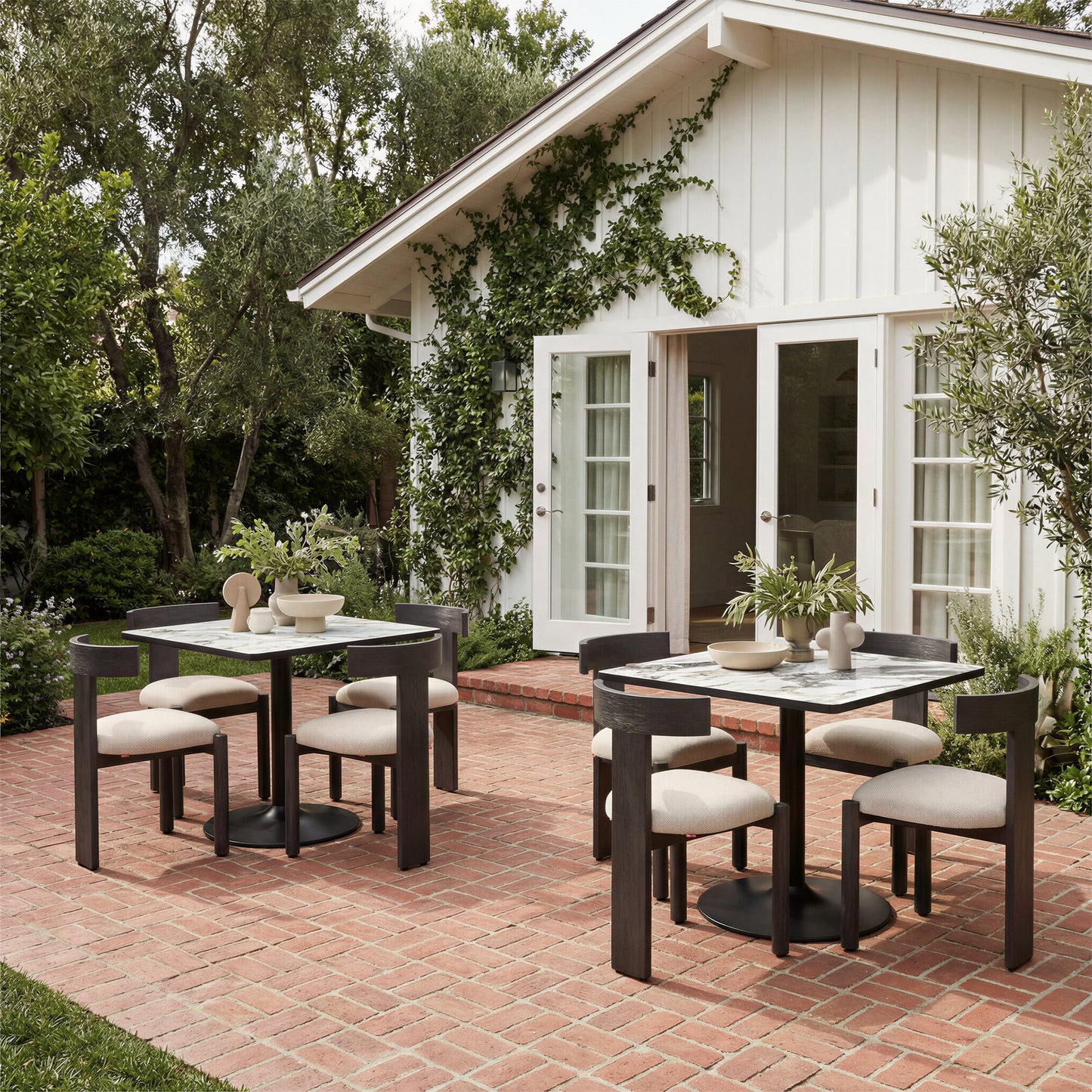 Tiana Black & Beige Outdoor Dining Chair - Ornate Home