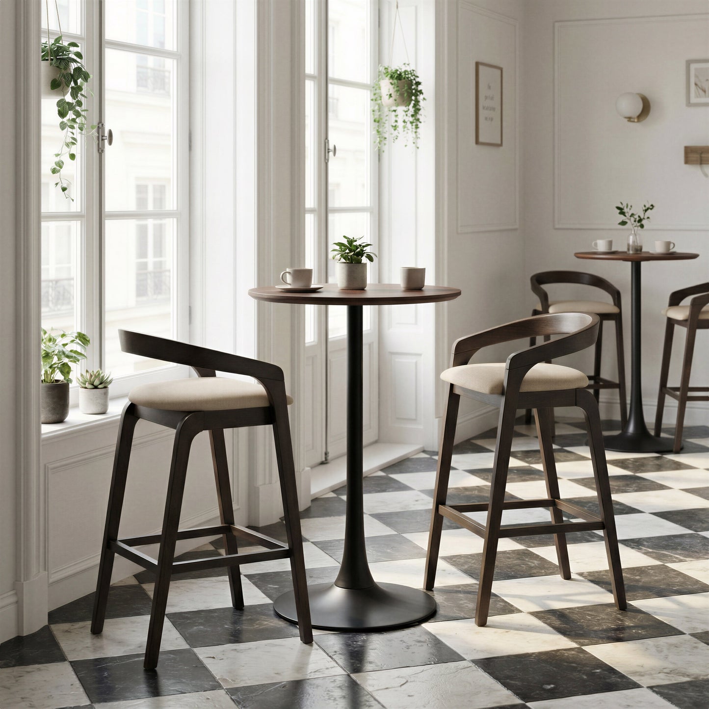 Troy Dove Gray & Espresso Barstool (Set of 2) - Ornate Home