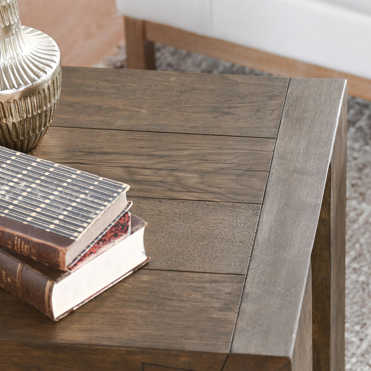 Troy Suede Brown End Table - Ornate Home