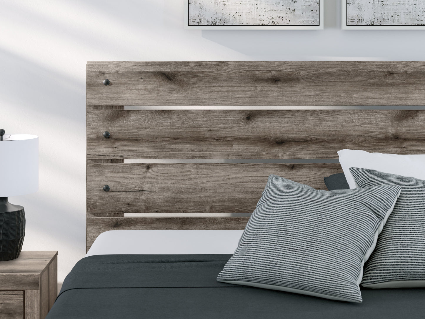 Urbanoore Brown Gray King Panel Bed- Viva Furn