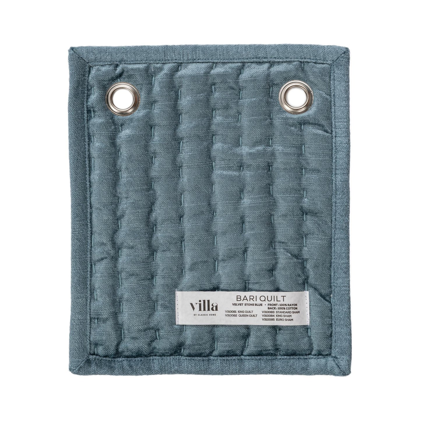 Bari Stone Blue Velvet Quilt Collection